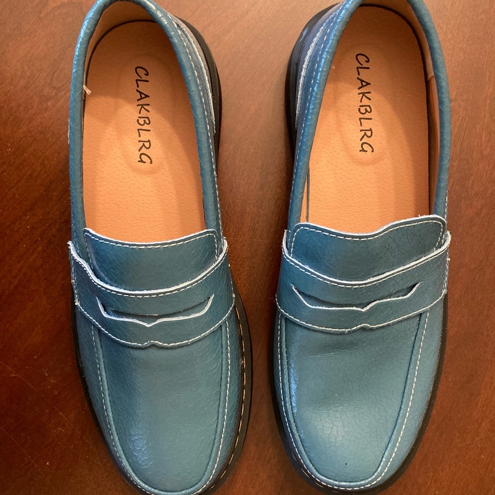 Women’s Teal Chunky Penny Loafers - Picture 2 of 5